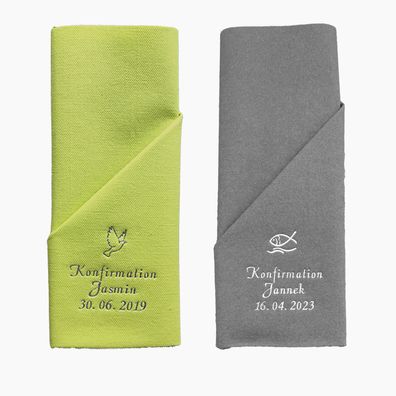 Serviettentaschen mit Namen bedruckt Jugendweihe Konfirmation Kommunion Lebenswende