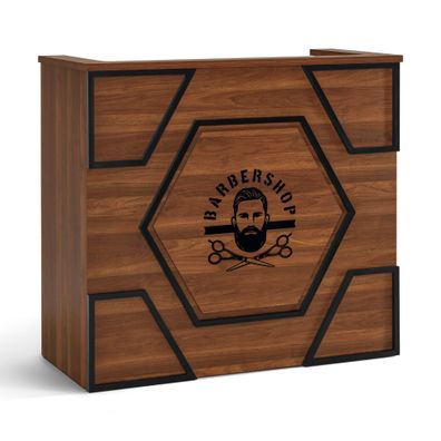 BarberPub Empfangstheke mit 2 Schubladen, Rezeptionstisch Braun R9760