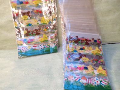 10 Ostern Celophantüten Klarsichtbodenbeutel Gebäcktüten Osterhasen Osterei bunt