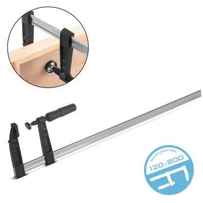 Stahlwerk Schraubzwinge 120x800 mm Klemmzwinge aus Stahl und Kunststoff F-Zwinge