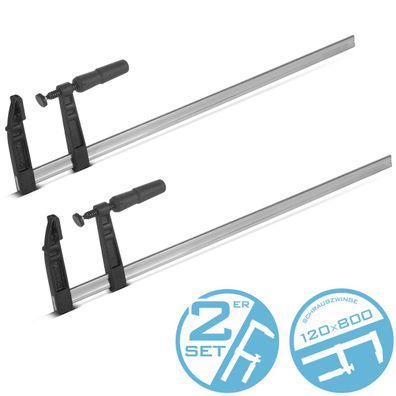 Stahlwerk Schraubzwinge 120x800 mm Klemmzwinge stabile F-Zwinge 2er Set