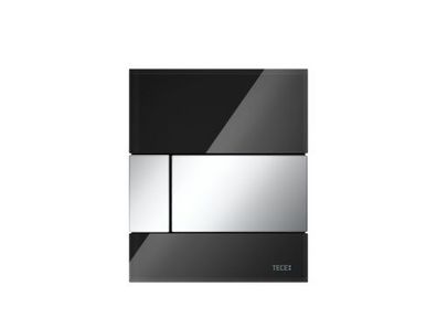 TECEsquare Urinal-Betaetigungsplatte mit Kart. Glas schwarz glzd. Taste Chrom gl. 924