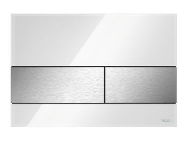 TECEsquare Betaetigungsplatte Zweimengen, Glas weiss glzd., Tasten Edelst. geb. AFP 9