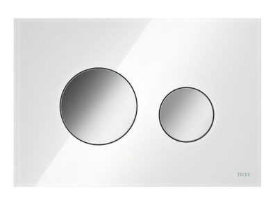TECEloop WC-Betaetigungsplatte Zweimengen Glas weiss glzd. Tasten Chrom glzd. 9240660