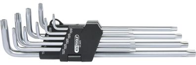 KS TOOLS Fünfstern-Winkelstiftschlüssel-Satz, Bohrung, lang, 9-tlg