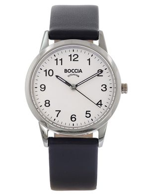 Boccia Damenuhr Quarz Titan mit Lederband Schwarz 3379-01