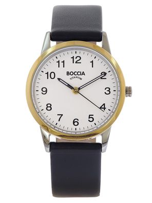 Boccia Damenuhr Quarz Titan mit Lederband Zweifarbig 3379-02
