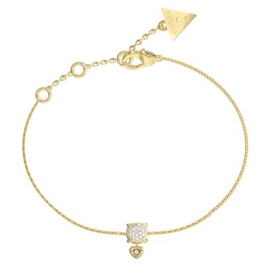 Guess Schmuck Damen-Armband Mini Herz Charm Goldfarben JUBE05469JWYGS