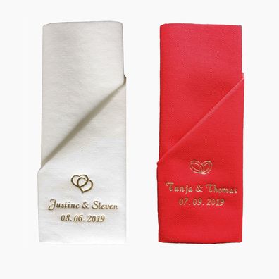 Serviettentaschen mit Namen bedruckt Hochzeit Geburtstag Taufe Feier
