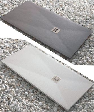 XXL Duschwanne Übergröße Steinoptik flache Duschtasse Mineralguss Antirutsch