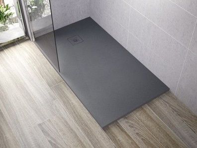 Duschwanne anthrazit oder weiss Randlos Mineralguss flach bodentief Duschtasse