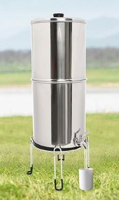 Gravitations-Wasserfiltersystem 8,5 L Edelstahl mit Aktivkohlefiltern