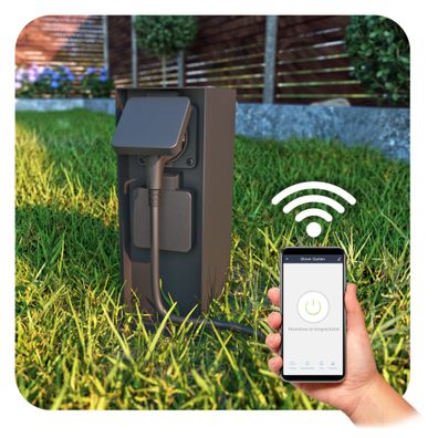 SSC-LUXon ZAVO Outdoor Steckdosensäule WLAN schwarz 2 Steckdosen IP44