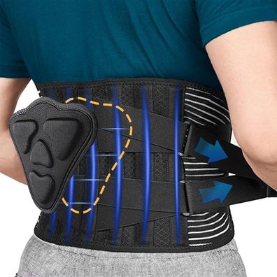 Yisailu Réckenstétzgértel mit 6 Streben atmungsaktiv 3D Lendenpolster XXL
