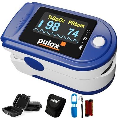 Pulsoximeter Pulox PO-200 Set blau SpO2 Puls PI inkl. Hardcase