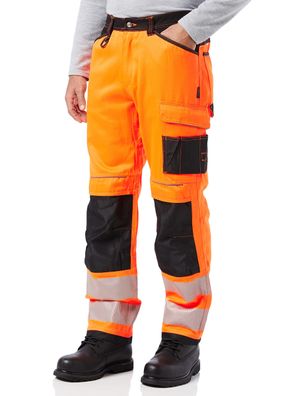 Portwest PW340 Herren Hi-Vis Arbeitshose Orange Schwarz Größe 36