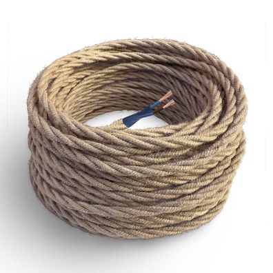 Amarcords Textilkabel Jute geflochten 20 m 2x0,75 Stoffkabel
