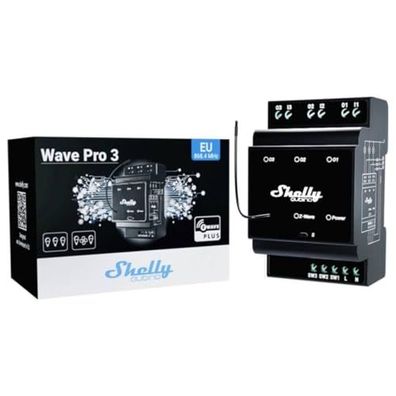 Shelly Wave Pro 3 3-Kanal DIN-Schienen Z-Wave Schalter 48A potentialfrei