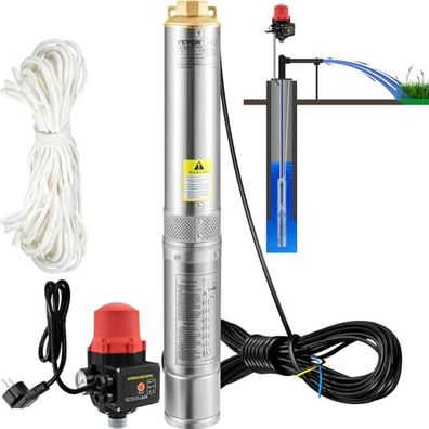 VEVOR 3,5 Zoll Tiefbrunnenpumpe 750W 105 L min 62 m Tauchpumpe Defekt