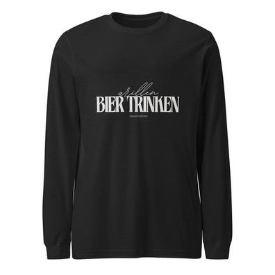 Langärmeliges Unisex-T-Shirt "Grillen, Bier trinken, Frauen tauschen" Geschenkidee fü