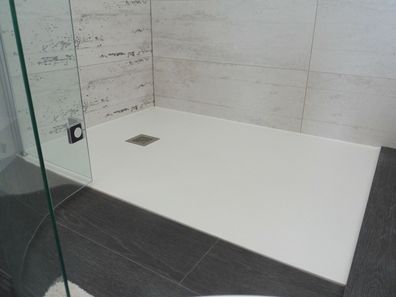 Duschwanne Duschtasse Dusche Mineralguss flach viele Farben u. Größen m Ablauf