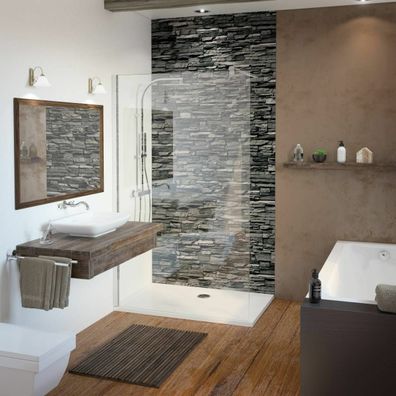 Duschwanne anthrazit Minealguss m. Glastrennwand u. Ablauf Duschtasse Dusche 3cm