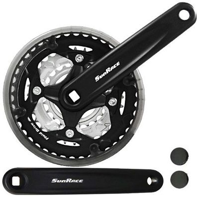 Kurbelsatz FCM500 42-34-24 Zähne, 170 mm, Aluminium, schwarz, SunRace, FCM500-BOX