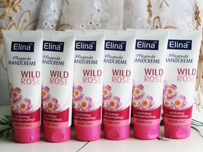6x75ml Elina Wild Rose pflegende Handcreme reichhaltige Feuchtigkeitspflege