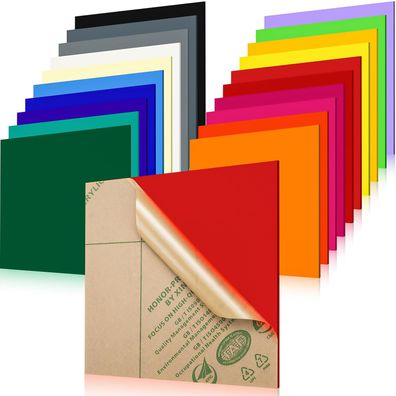 Acrylplatten Set 200x200 mm 3 mm durchscheinend 20 Farben 19 Stéck
