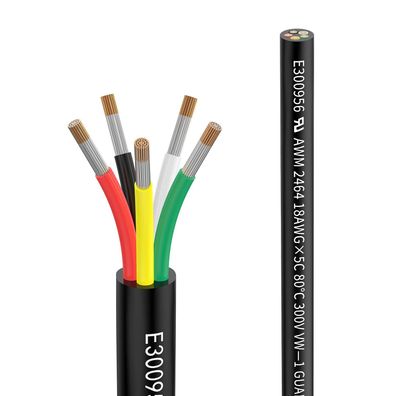 18 AWG 5x0,75mmÂ² Kabel 20 m 5-adrig UL2464 verzinntes Kupfer