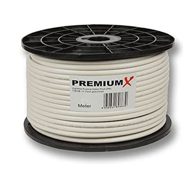Premium X 100m Koaxialkabel Vollkupfer 135 dB 4-fach SAT Antennenkabel