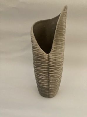 Dekorative Vase Blumenvase geriffelt Stone-Creme-aus Keramik 26 x 9 cm