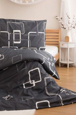 Moderne Bettwäsche 200 x 220 cm aus 100 % Baumwolle - quadratisches Design