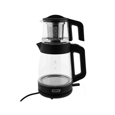 Mulex Tee Express 2-in-1 Teekocher & Wasserkocher aus Glas - 1L + 2L - Schwarz
