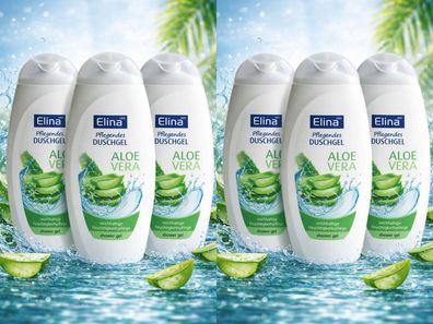 6x300ml Elina Pflegendes Duschgel Aloe Vera Feuchtigkeitspflege Shower Gel
