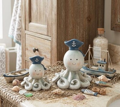 Maritimer Deko-Oktopus - Süße Krake mit Kapitänsmütze