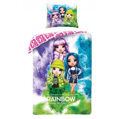 Rainbow High Bettwäsche Set aus Baumwolle Bettdeckenbezug 140 × 200 cm mit 70 ×