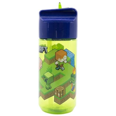 Minecraft Trinkflasche 430?ml mit Klappdeckel für Kinder und Fans