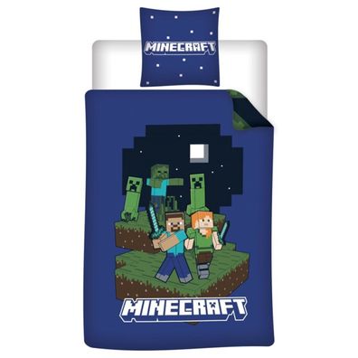 Minecraft Bettwäsche Set 140 × 200 cm mit Kissenbezug 65x65 cm