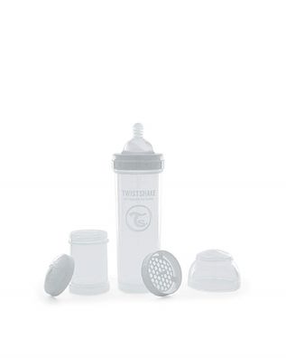 Twistshake Anti-Kolik Babyflasche 330 ml mit großem Trinksauger – Weiß, ab 4 Monaten