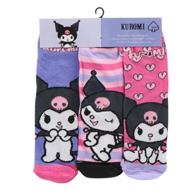 Hello Kitty Kuromi Socken 3er-Pack Mädchen farbenfroh & angenehm
