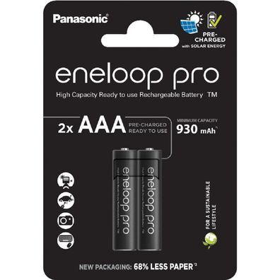 eneloop pro – AAA Akkus 1.2 V NiMH, 930 mAh, vorgeladen, 2er Pack