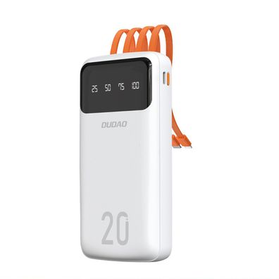 Dudao K6Pro+ Powerbank 20000 mAh, mit 3 integrierten Kabeln (USB-C, Micro-USB,