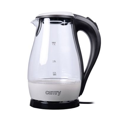 Camry CR 1251 Elektrischer Glas-Wasserkocher 2200W - 1,7 L mit LED-Beleuchtung, Weiß