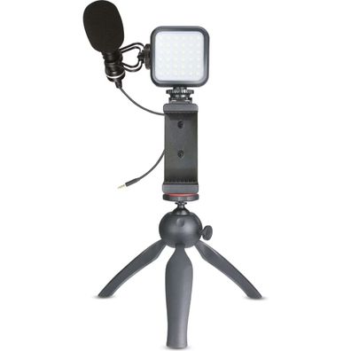 Xqisit Vlogging Kit – Smartphone Stativ mit LED-Licht & Mikrofon
