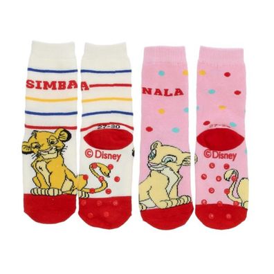 Lion King 2er Pack Socken Anti Rutsch rosa aus Baumwolle für Kinder
