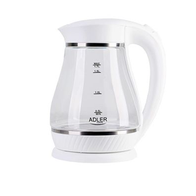 Adler AD 1274 W Wasserkocher 1,7?L - 2200?W, LED, 360°-Sockel, Weiß