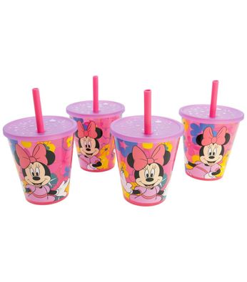 Disney Minnie Mouse Kinder Becher Set 4 teilig 285 ml Becher mit Trinkhalm
