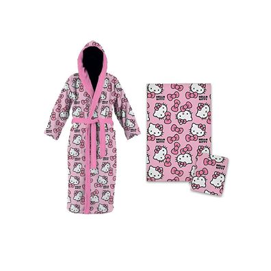 Hello Kitty Badeset – Kuscheliger Bademantel, Handtuch & Waschlappen für Kinder