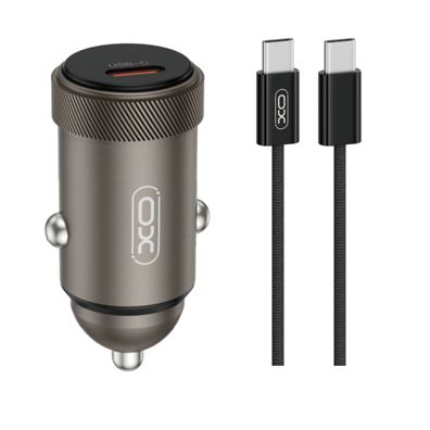 XO CC70 PD 30W Kfz-Ladegerät mit USB-C-Kabel, Schwarz